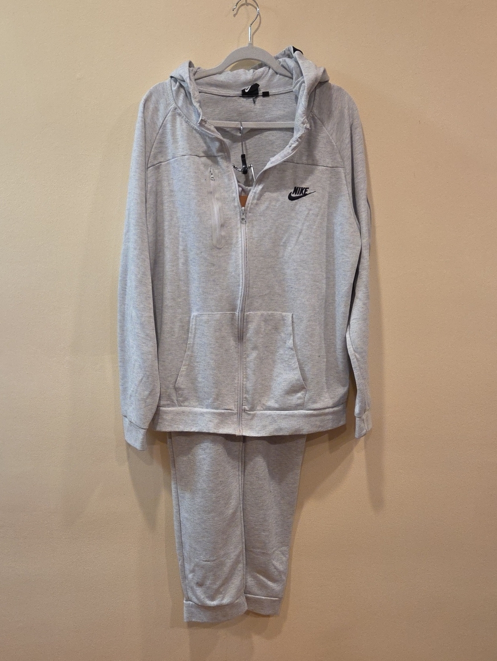 Nike Light Gray Pullover Hoodie And Matching Pants
